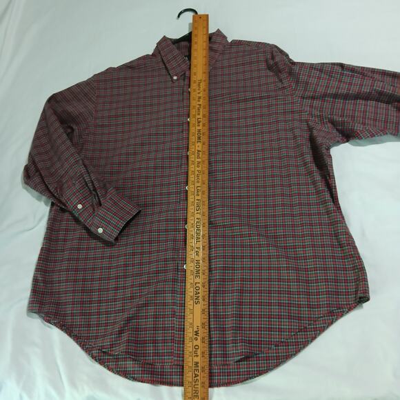 Lauren Ralph Lauren CLASSIC FIT Red Plaid Long-Sleeve Button-Down Shirt 18 34/35 - Picture 10 of 12